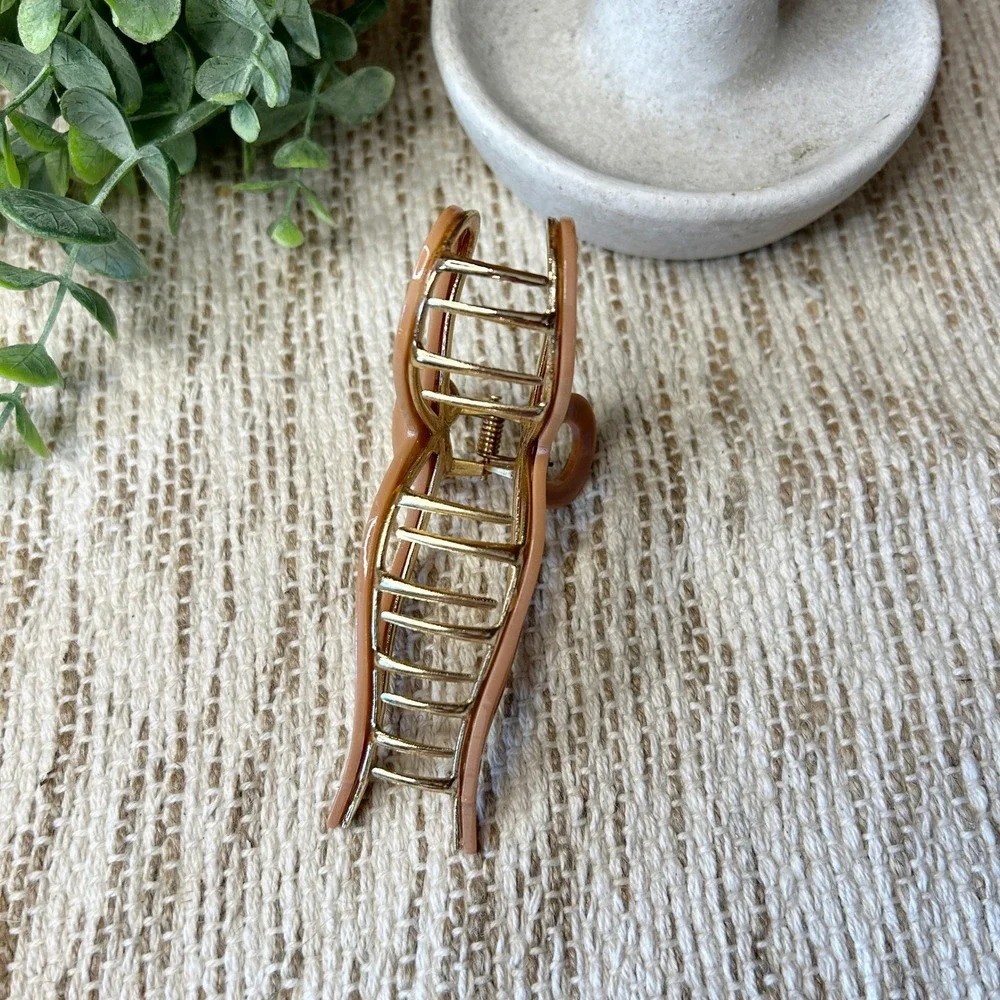 Brown and Gold‎ Bow Style Hair Claw Clip